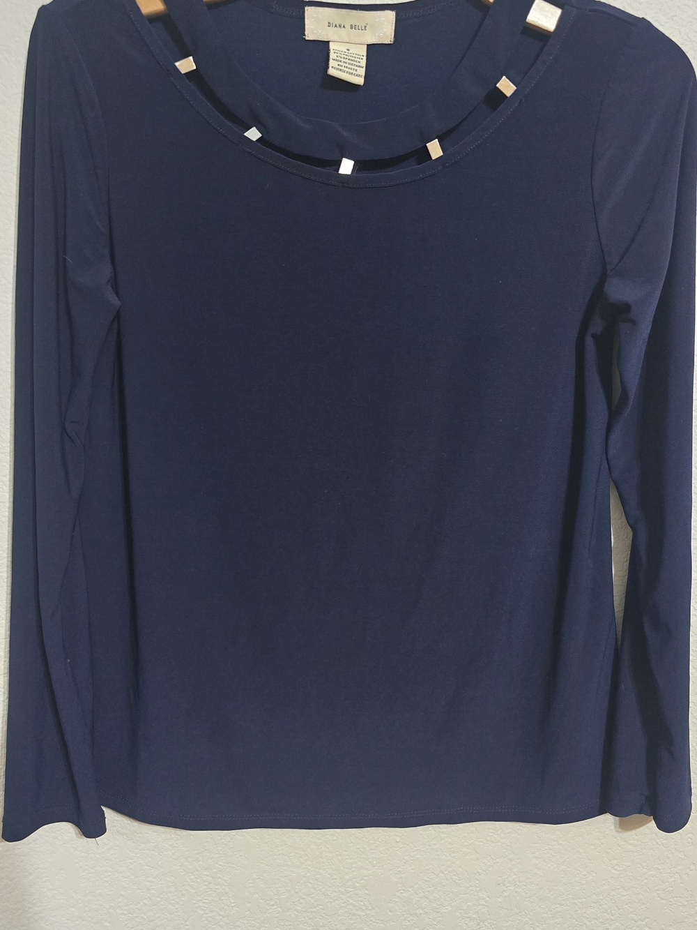 Diana Belle Navy Long-Sleeve Scoop Neck Top